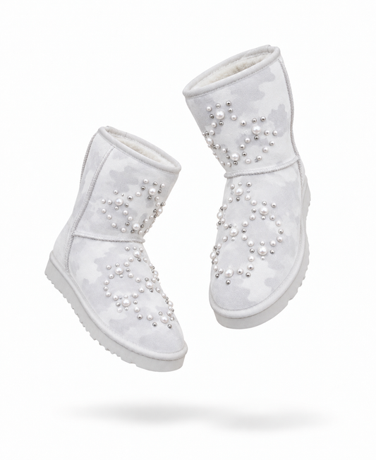 “SNOW LEOPARD” BOOTS WHITE - (PREMADE)